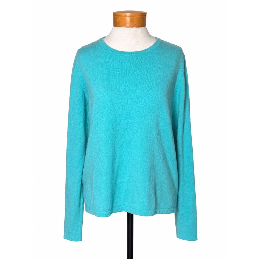 Preswick & Moore Teal 100% Cashmere Sweater Crew Neck XL Quiet Luxury Coastal
